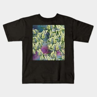 Wattle blooms in an abstract landscape Kids T-Shirt